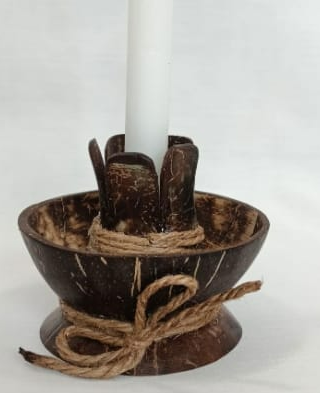 Coconut shell candle holder