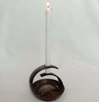Coconut shell candle holder