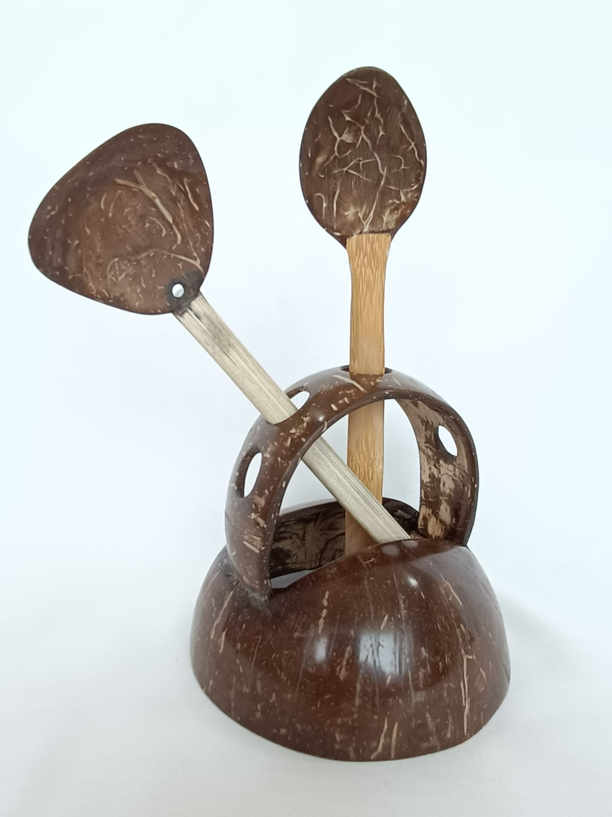 Coconut shell spoon rest